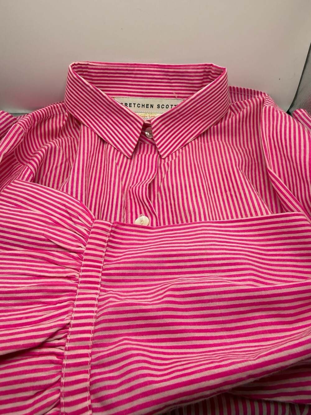 Gretchen Scott Women's Pink Striped Button Down Shirt Size S